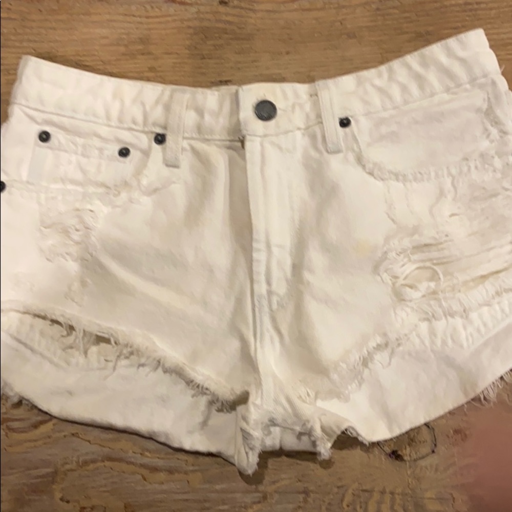 White jean shorts